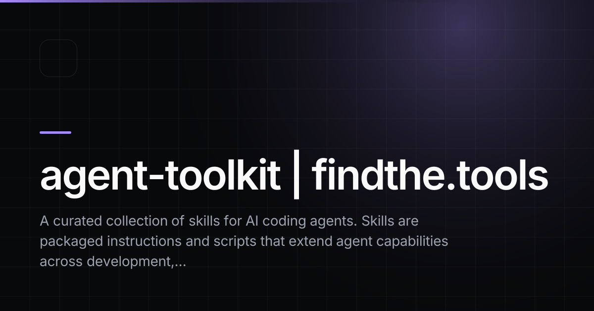 Agente Etools agent-toolkit - Find the best tools for your job | findthe.tools